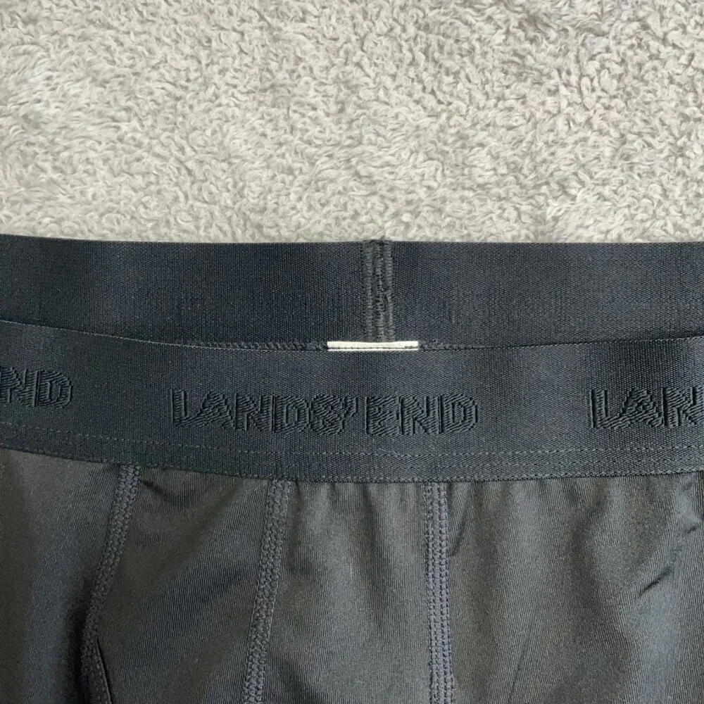 NEW Lands' End Men's XL Black Boxer Briefs 3 Pack Moisture-Wicking Breathable